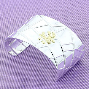 925 Silver Wide Bangle Bracelet Women's Wedding Jewelry
