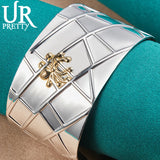Sterling Silver Wide Bangle Bracelet for Women Wedding Party Halloween