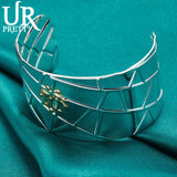 Sterling Silver Wide Bangle Bracelet for Women Wedding Party Halloween
