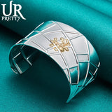 Sterling Silver Wide Bangle Bracelet for Women Wedding Party Halloween