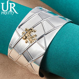 Sterling Silver Wide Bangle Bracelet for Women Wedding Party Halloween
