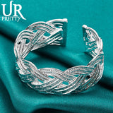 925 Silver Interwoven Bangle Bracelet for Women