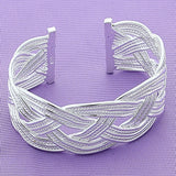 925 Silver Interwoven Bangle Bracelet for Women