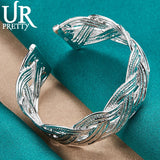 925 Silver Interwoven Bangle Bracelet for Women