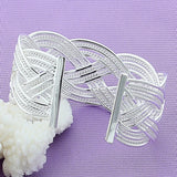 925 Silver Interwoven Bangle Bracelet for Women