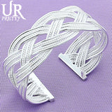 925 Silver Interwoven Bangle Bracelet for Women
