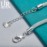 925 Silver Feather Chain Bracelet Women Wedding Engagement Party