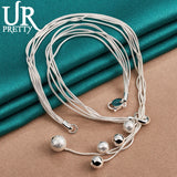 925 Sterling Silver Five Balls Snake Necklace For Man Woman