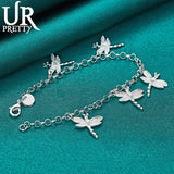 925 Silver Dragonfly Chain Bracelet Wedding Charm Jewelry
