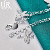 925 Silver Dragonfly Chain Bracelet Wedding Charm Jewelry