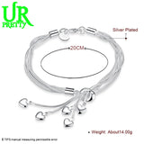 925 Silver Five Heart Snake Chain Bracelet Women Wedding Jewelry