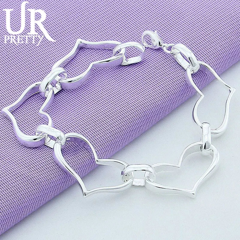 925 Sterling Silver Heart Chain Bracelet