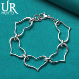 925 Sterling Silver Heart Chain Bracelet