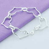 925 Sterling Silver Heart Chain Bracelet