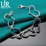925 Sterling Silver Heart Chain Bracelet