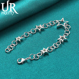925 Silver Hollow Stars Chain Bracelet Women Wedding Charm Jewelry