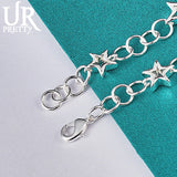 925 Silver Hollow Stars Chain Bracelet Women Wedding Charm Jewelry