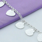 925 Silver Heart Chain Bracelet Women Wedding Charm Jewelry