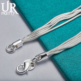 925 Silver 5 Snake Chain Heart Bracelet For Women Charm Wedding Engagement