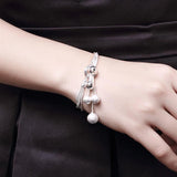 925 Silver Snake Chain Round Beads Bracelet Men Women Wedding Jewelry