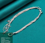 925 Silver Five Star Snake Chain Bracelet Wedding Jewelry