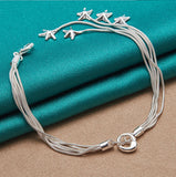 925 Silver Five Star Snake Chain Bracelet Wedding Jewelry