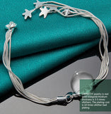 925 Silver Five Star Snake Chain Bracelet Wedding Jewelry