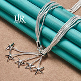 925 Silver Five Star Snake Necklace Party Wedding Charm Jewelry