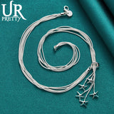 925 Silver Five Star Snake Necklace Party Wedding Charm Jewelry