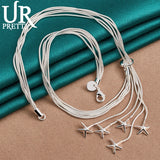 925 Silver Five Star Snake Necklace Party Wedding Charm Jewelry
