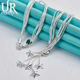 925 Silver Five Star Snake Necklace Party Wedding Charm Jewelry
