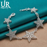925 Silver Starfish Chain Bracelet Women Engagement Wedding Jewelry Gift