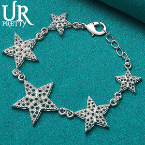 925 Silver Starfish Chain Bracelet Women Engagement Wedding Jewelry Gift