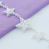 925 Silver Starfish Chain Bracelet Women Wedding Charm Jewelry Gift