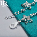 925 Silver Starfish Chain Bracelet Women Wedding Charm Jewelry Gift