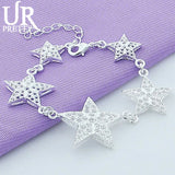 925 Silver Starfish Chain Bracelet Women Wedding Charm Jewelry Gift