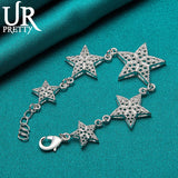 925 Silver Starfish Chain Bracelet Women Engagement Wedding Jewelry Gift