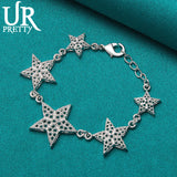 925 Silver Starfish Chain Bracelet Women Wedding Charm Jewelry Gift