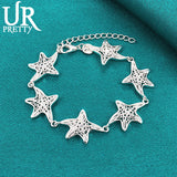 925 Silver Starfish Chain Bracelet for Women Wedding Party