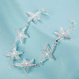 925 Silver Starfish Chain Bracelet for Women Wedding Party