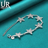 925 Silver Starfish Chain Bracelet Wedding Jewelry