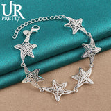 925 Silver Starfish Chain Bracelet Wedding Jewelry