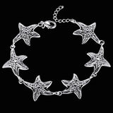 925 Silver Starfish Chain Bracelet for Women Wedding Party