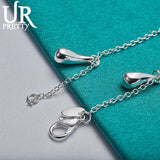 925 Sterling Silver Water Drop Chain Bracelet Wedding Engagement Charm Jewelry