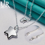 925 Silver Star Pendant Necklace 16-30 Inch Chain Wedding Jewelry