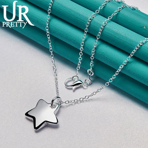 925 Silver Star Pendant Necklace 16-30 Inch Chain Wedding Jewelry