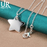 925 Silver Star Pendant Necklace 16-30 Inch Chain Wedding Jewelry