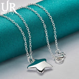 925 Silver Star Pendant Necklace 16-30 Inch Chain Wedding Jewelry