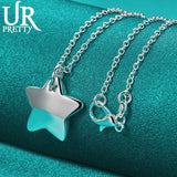 925 Silver Star Pendant Necklace 16-30 Inch Chain Wedding Jewelry