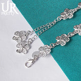 925 Silver Flower Chain Bracelet Women Engagement Wedding Party Jewelry